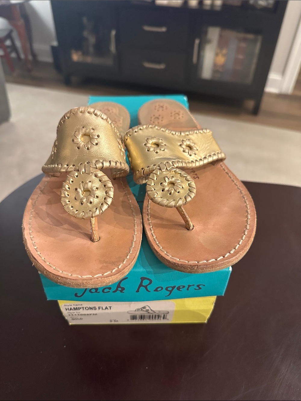 Jack Rogers Gold Hamptons Flat Sandals